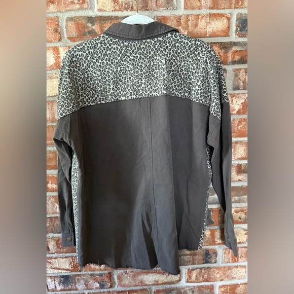 Buckle mystree pieced leopard denim Jacket - Picture 3 of 9